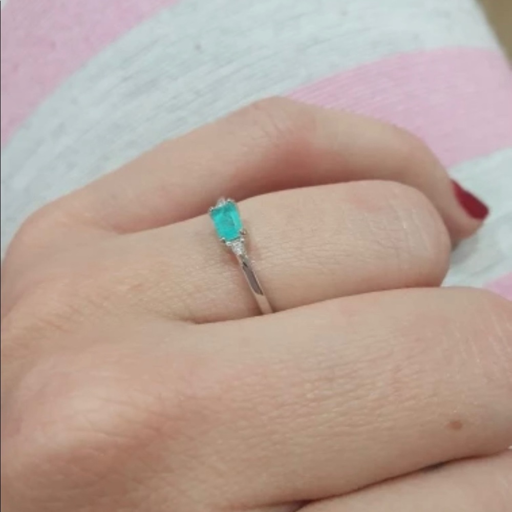 New 925 Sterling Silver Paraiba Tourmaline Ring - Picture 4 of 6